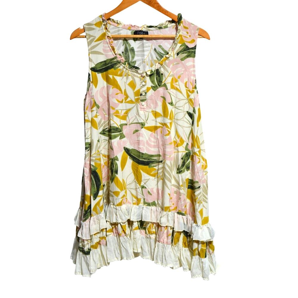 Papillion Sleeveless Floral Ruffle Flowy Dress Size XL